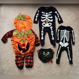 Halloween Pumpkin & Skeleton Orange and Black Costume Collection - Size 9M Baby